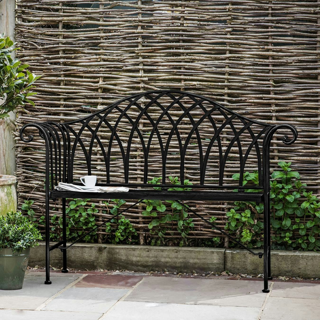 Curved Outdoor Bench - Black by E.S. Designs