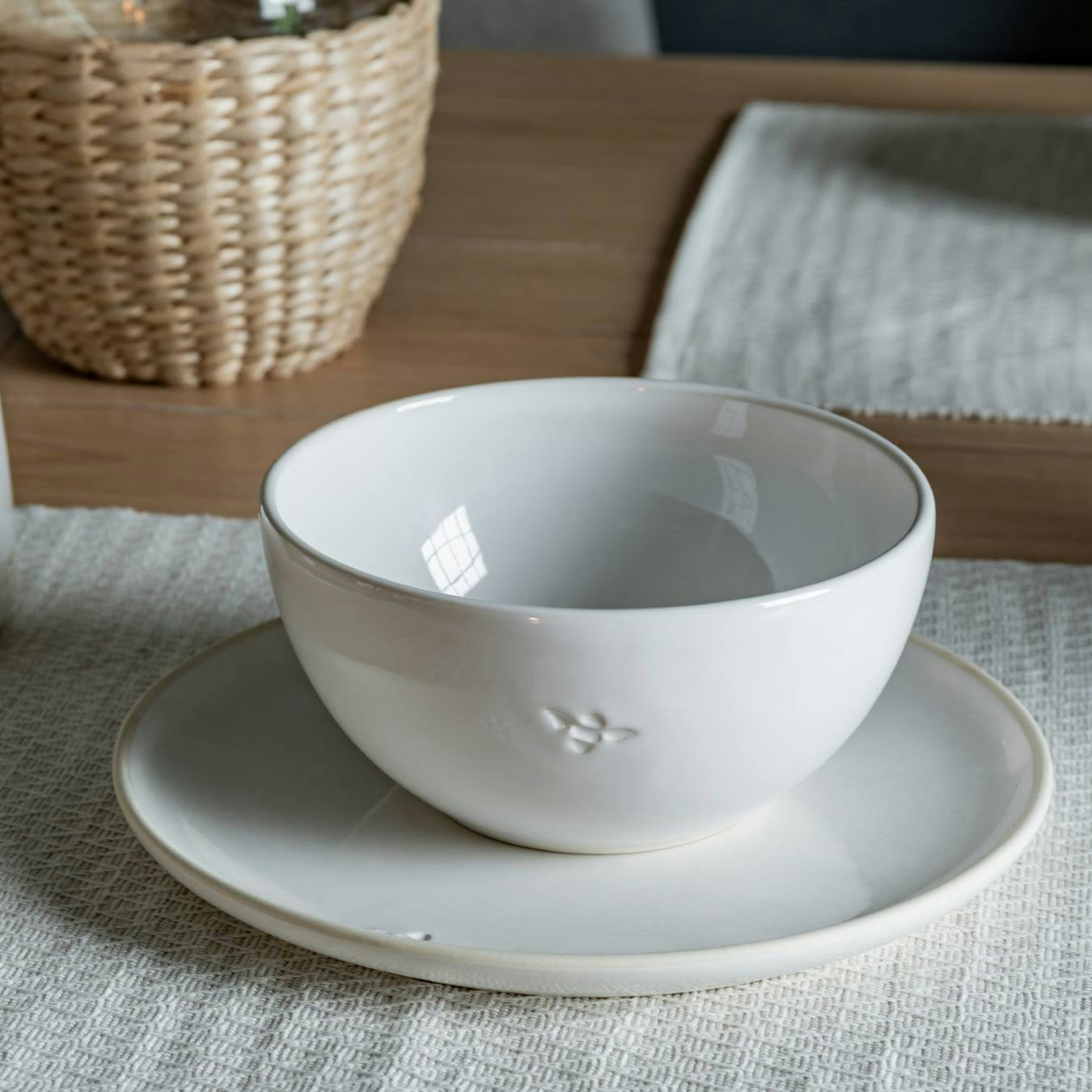 Bee Cereal Bowl - White - Set of 4 by E.S. Designs