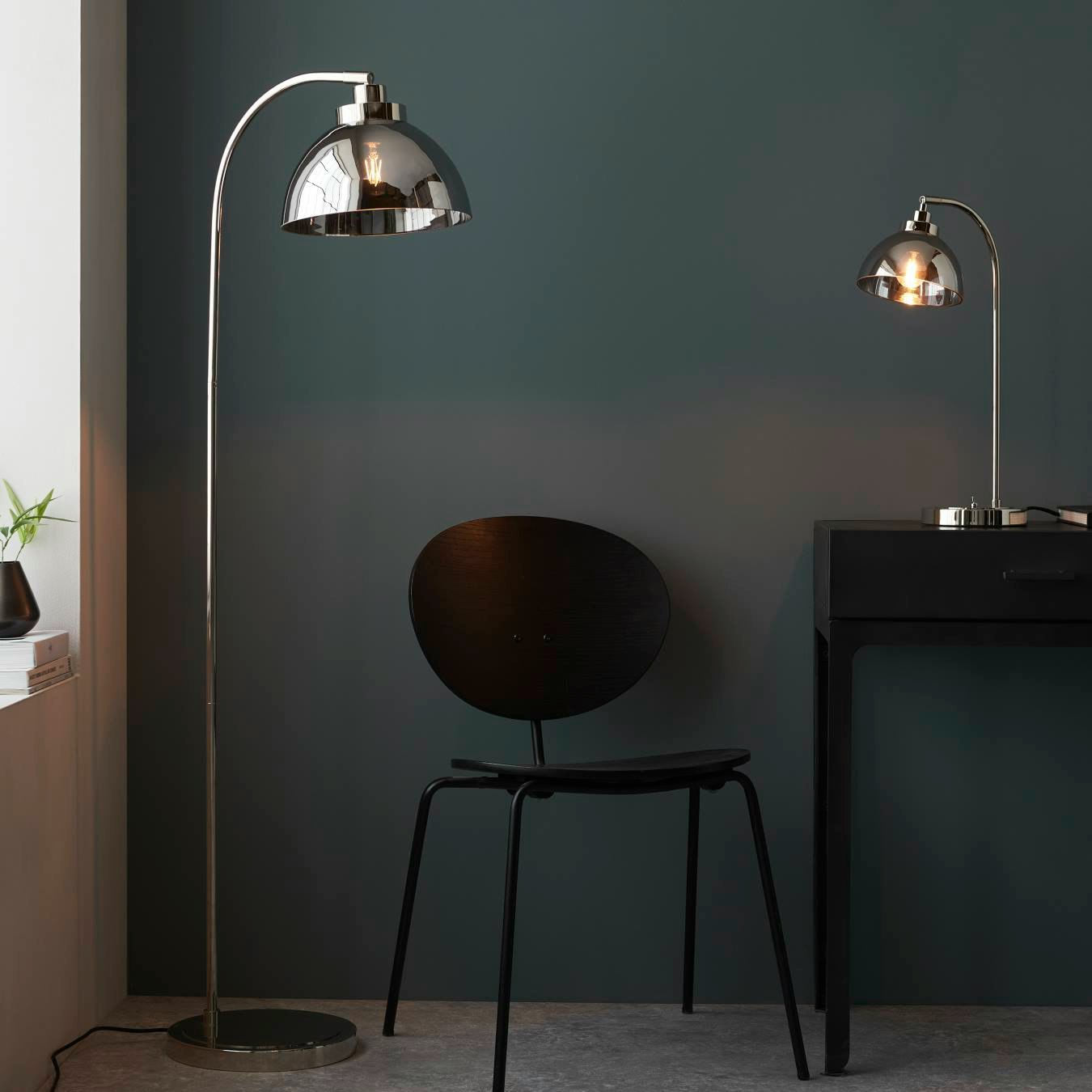 Silver Stylish Floor Lamp - Nickel by E.S. Designs