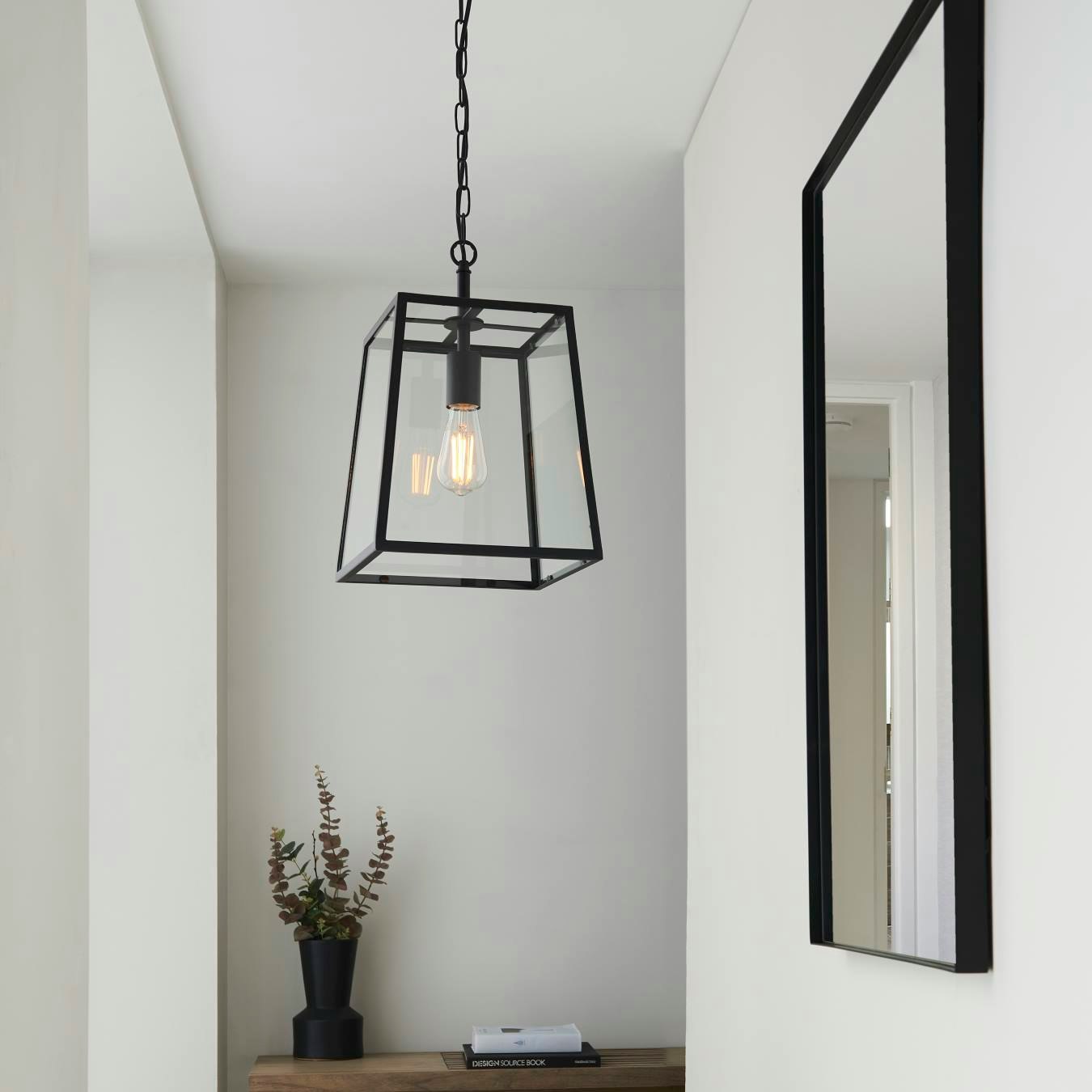 Box Lantern Pendant Light - Black by E.S. Designs