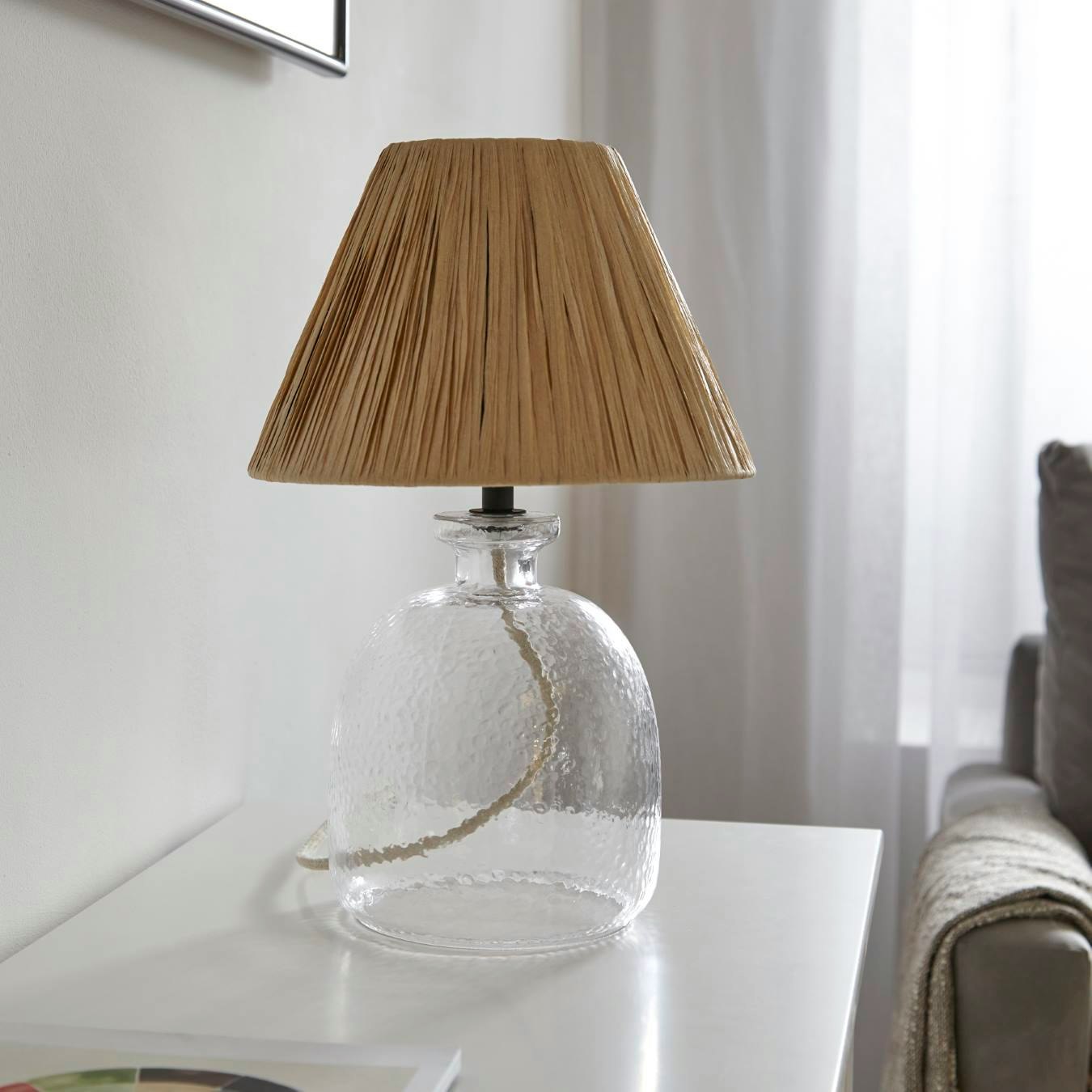 Table Lamp - Clear / Natural Raffia by E.S. Designs