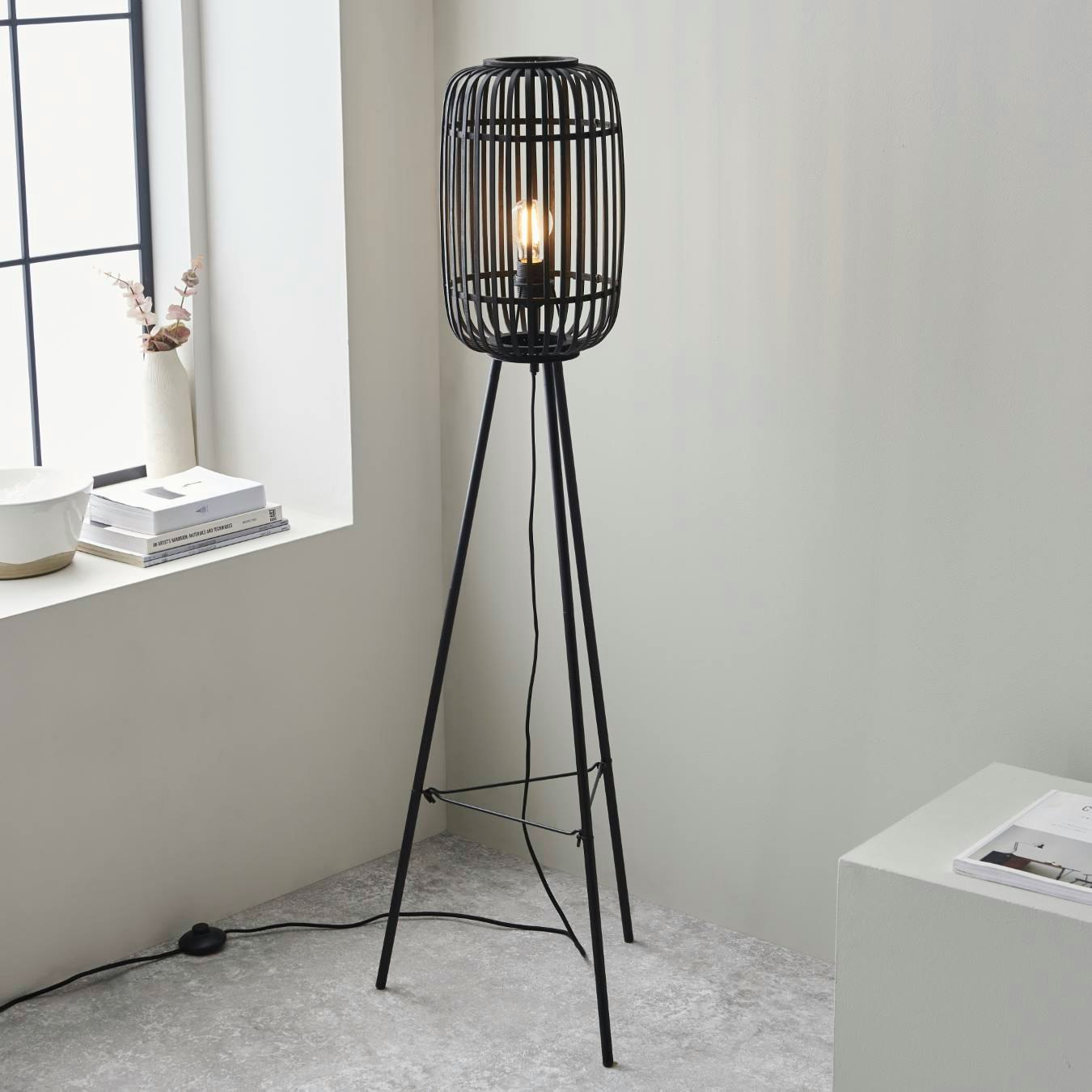 Marlowe Floor Light - Dark Bamboo by E.S. Designs