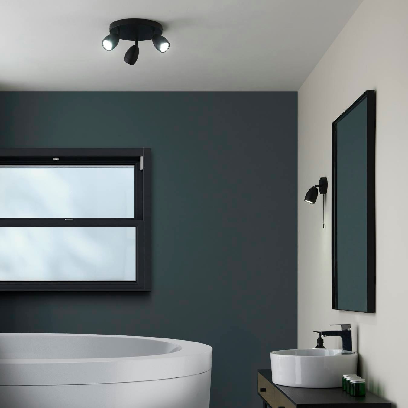 Bathroom 3 Ceiling Light - Matt Black by E.S. Designs