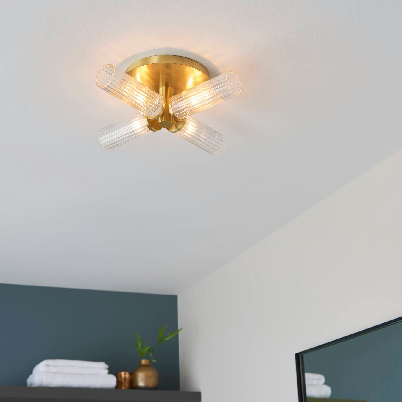 Halo Bathroom 4 Ceiling Light - Brass by E.S. Designs