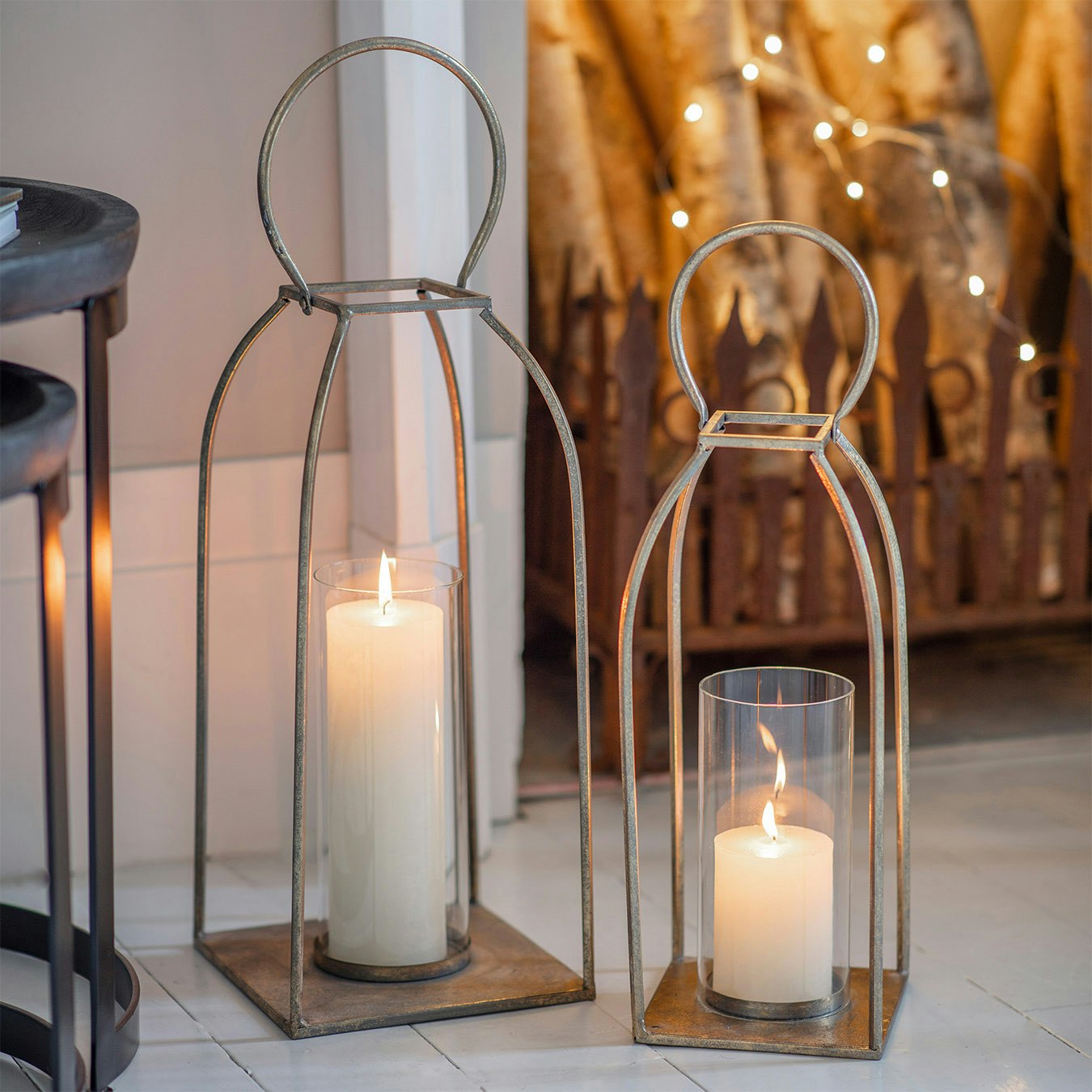 Gold Steel & Glass Lantern by E.S. Designs