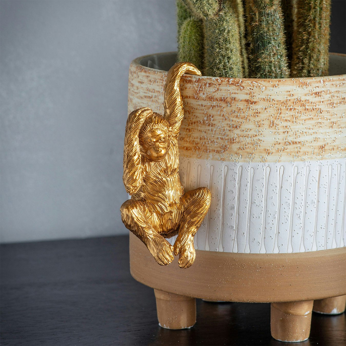 Gold Orangutan Pot Hangers - Set of 2 by E.S. Designs