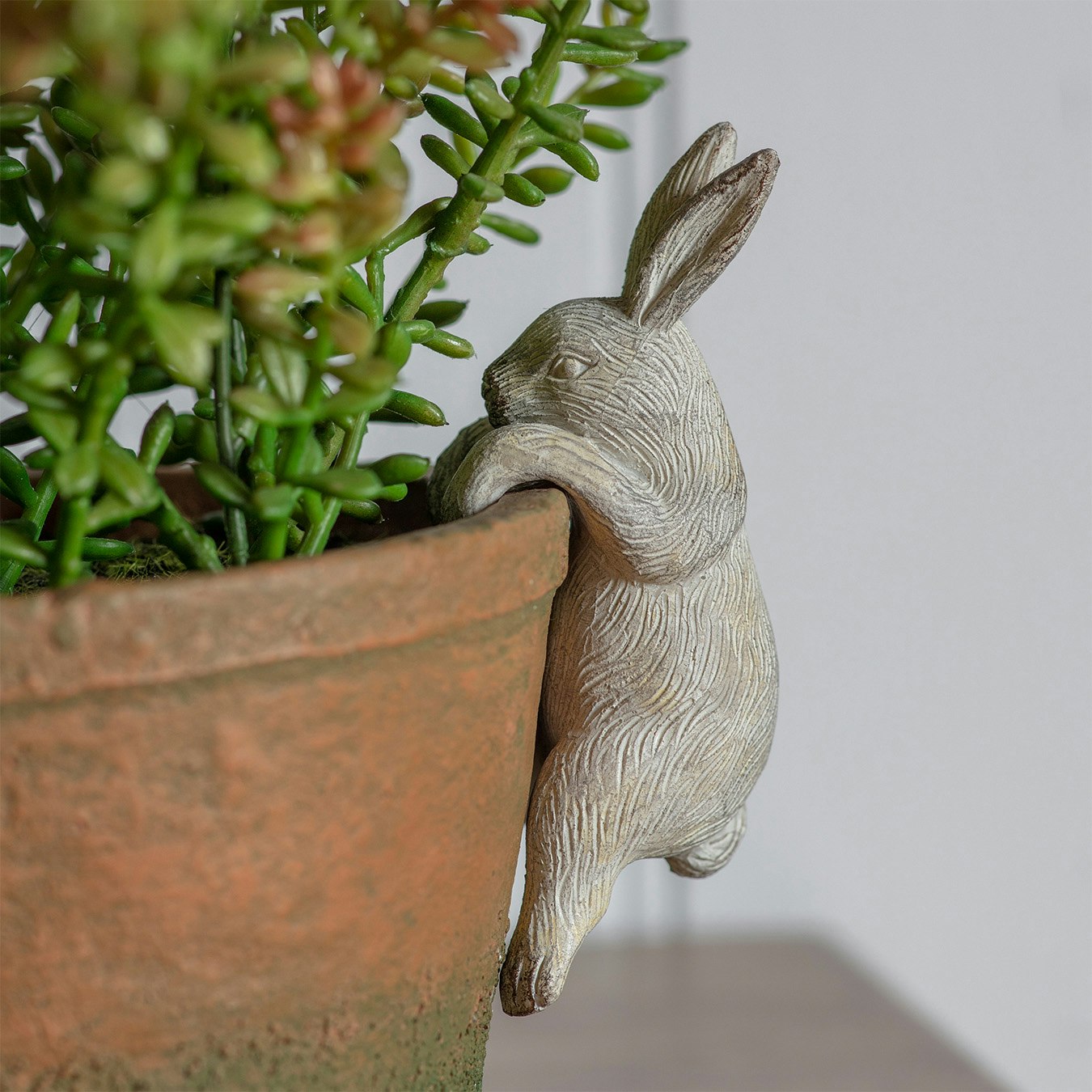 Whitewash Hare Pot Hangers - Set of 2 by E.S. Designs