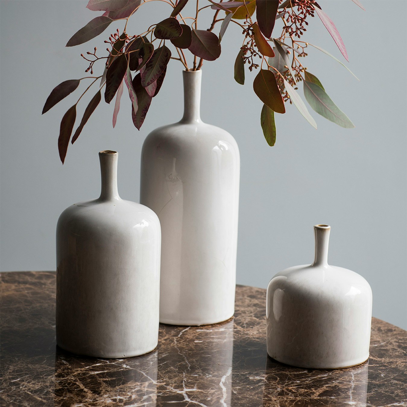 Natural Ceramic Vase Ornaments - Set of 3 by E.S. Designs
