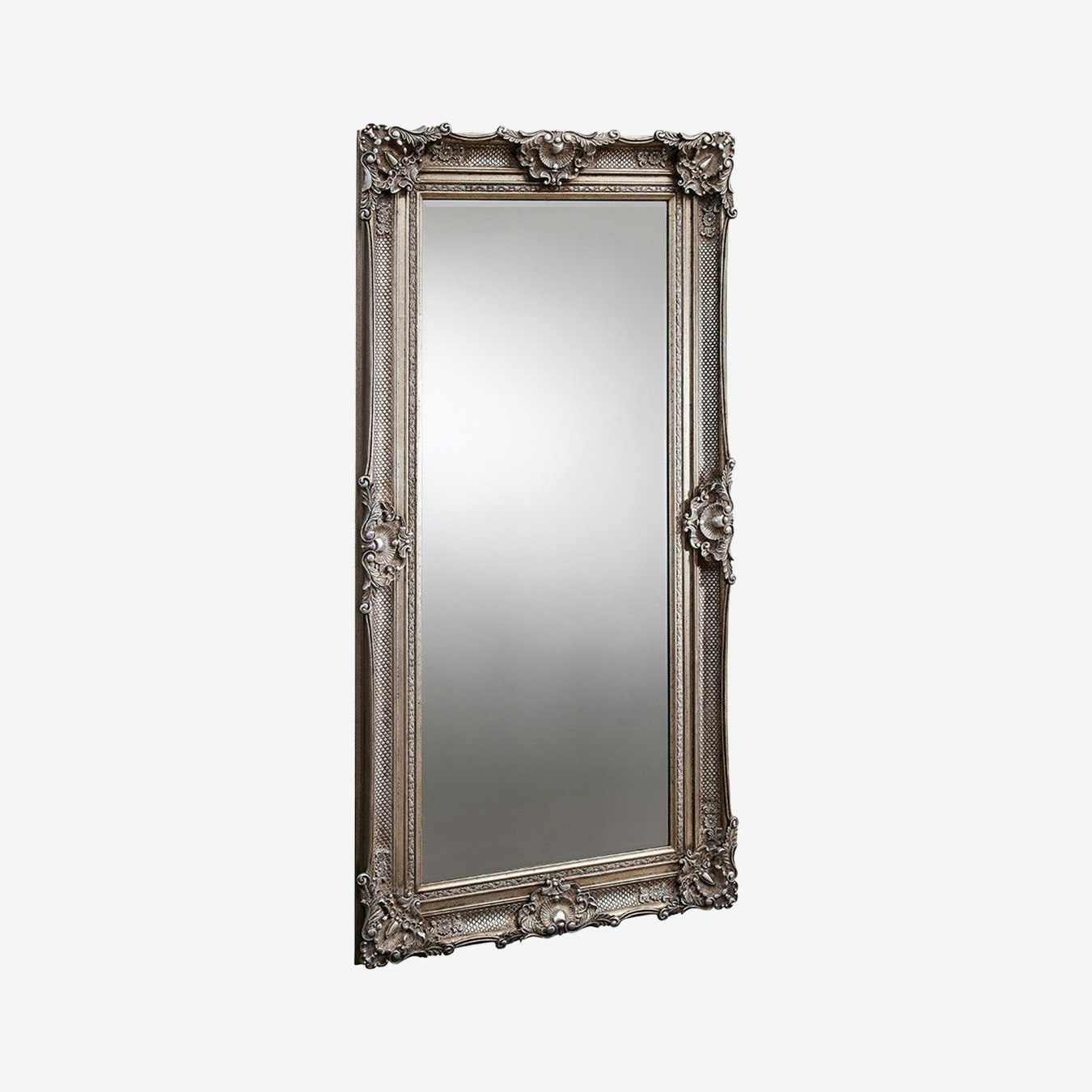 Ornate Leaner Mirror - Silver by E.S. Designs