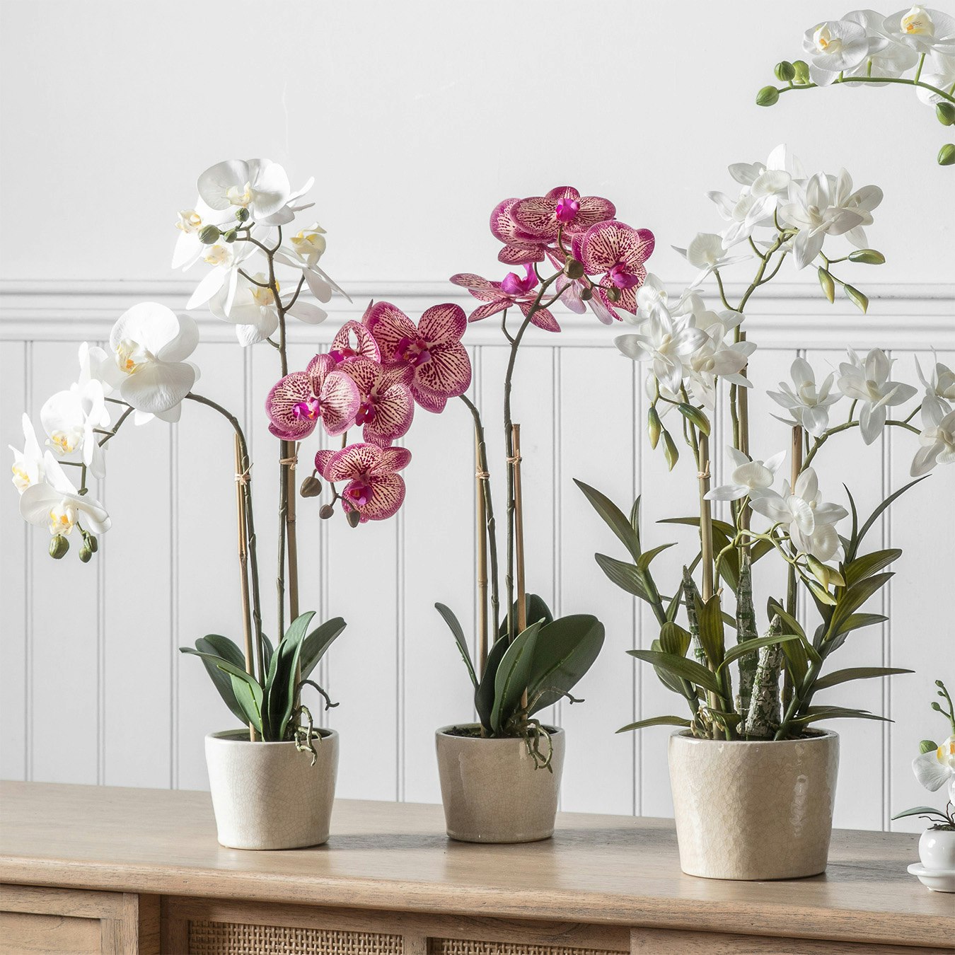 Artificial Pink Orchid with Ceramic Pot by E.S. Designs
