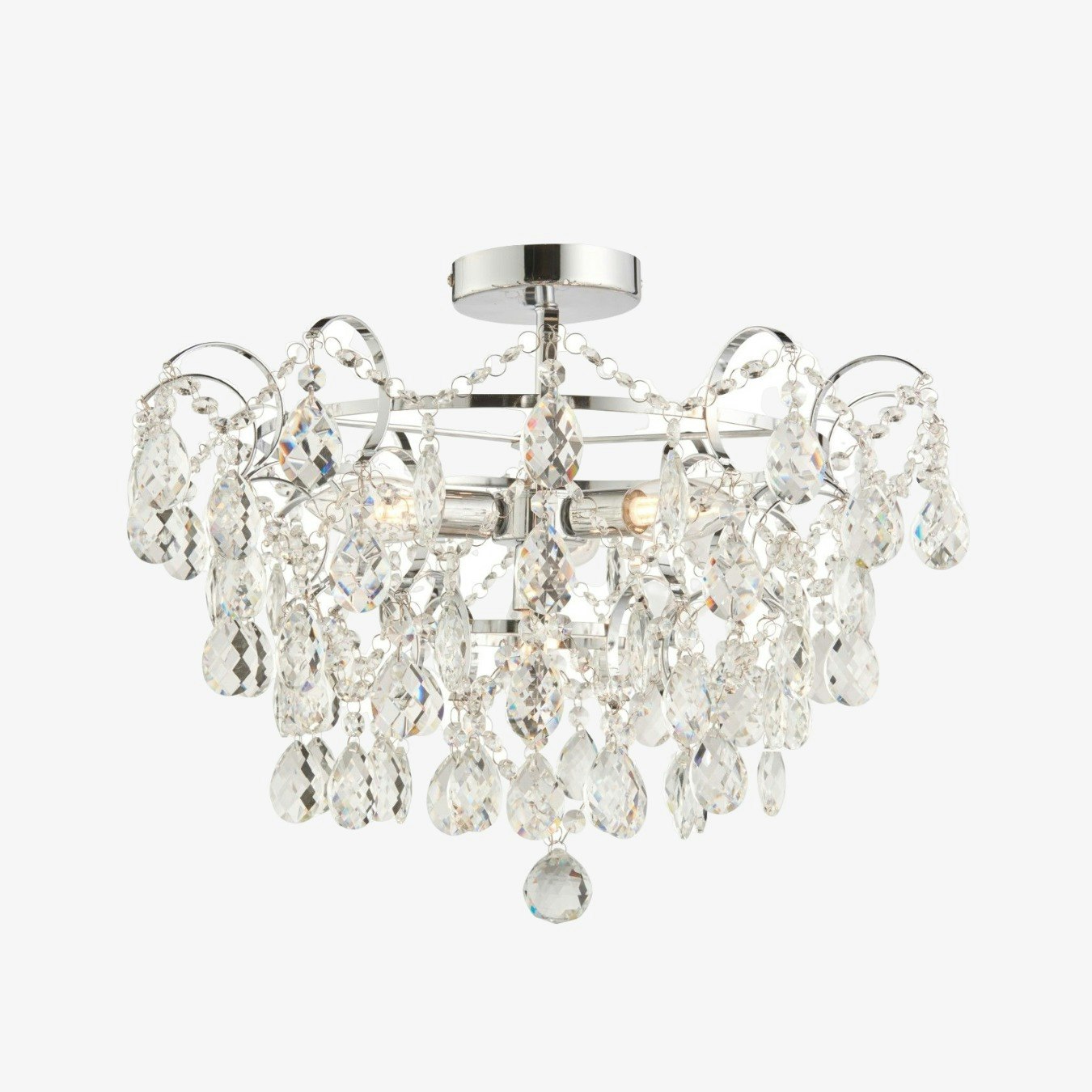Flush Bathroom 4 Ceiling Light - Crystal Glass by E.S. Designs