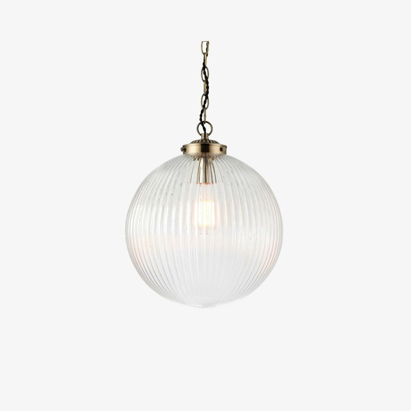 Ribbed Round Pendant Light - Clear Glass by E.S. Designs