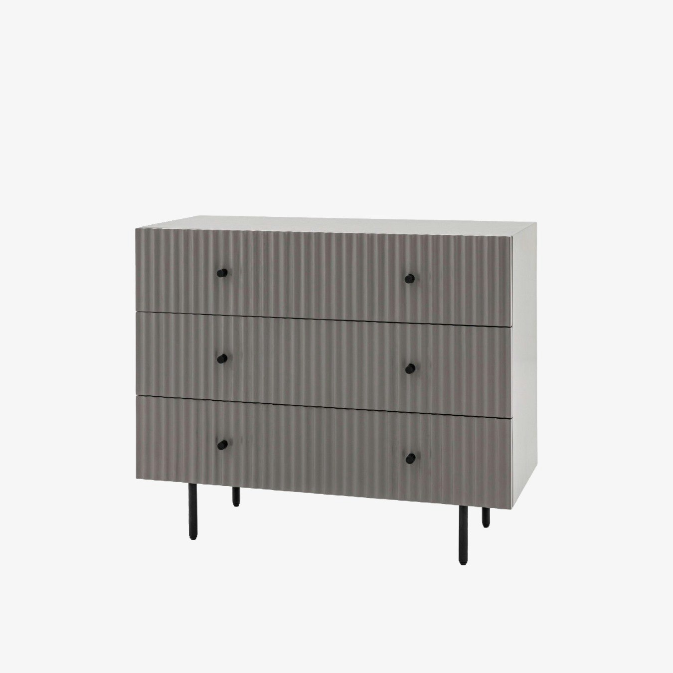 Scalloped 3 Drawer Chest - Grey by E.S. Designs