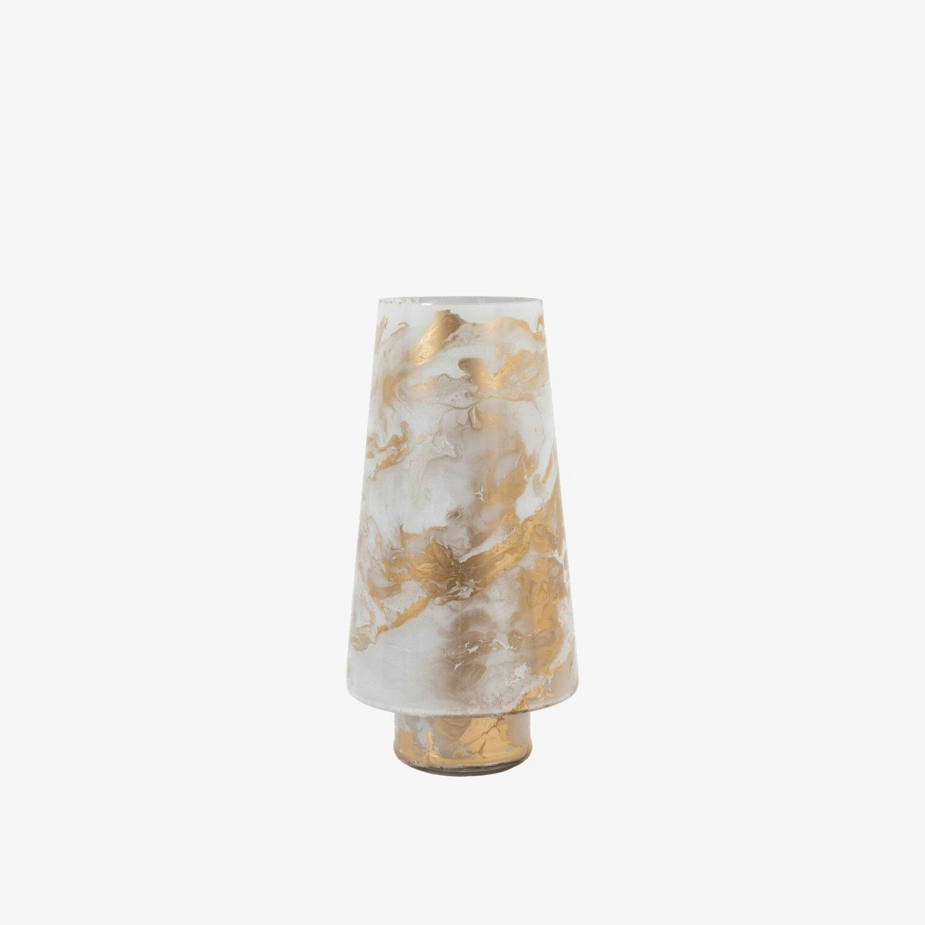Marbled Hurricane Candle Holder - White/Gold by E.S. Designs