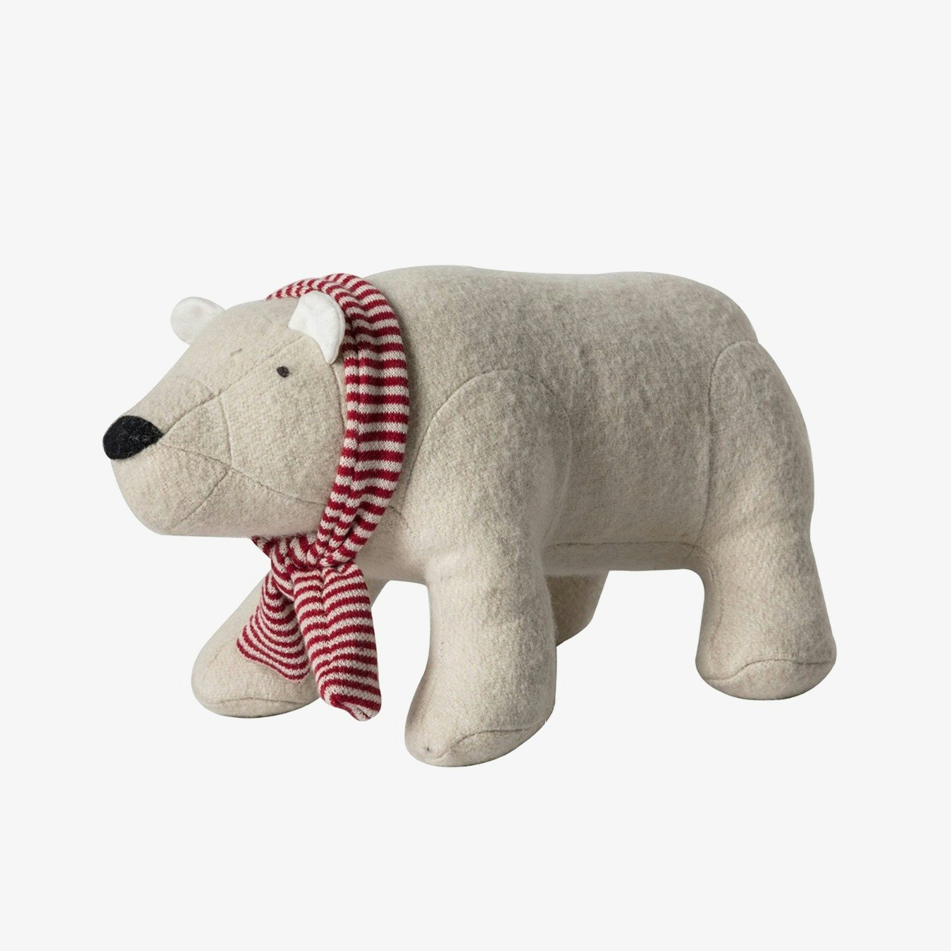 Peter Polar Bear Doorstop - Cream/Red by E.S. Designs