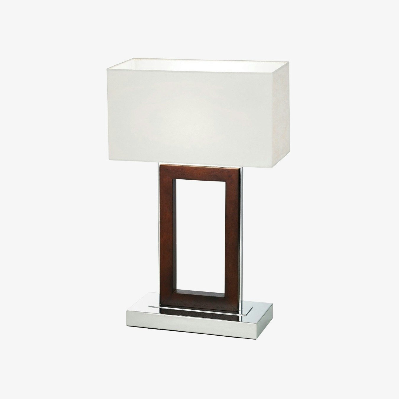 Dark Wood and Polished Chrome Table Lamp by E.S. Designs