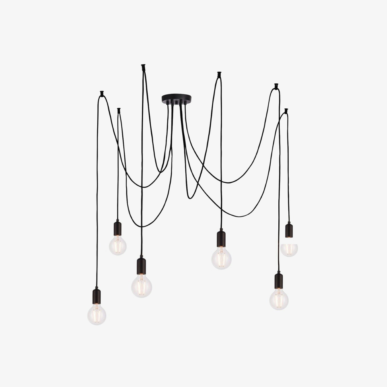 6 Cluster Urban Pendant Light Matt Black by E.S. Designs