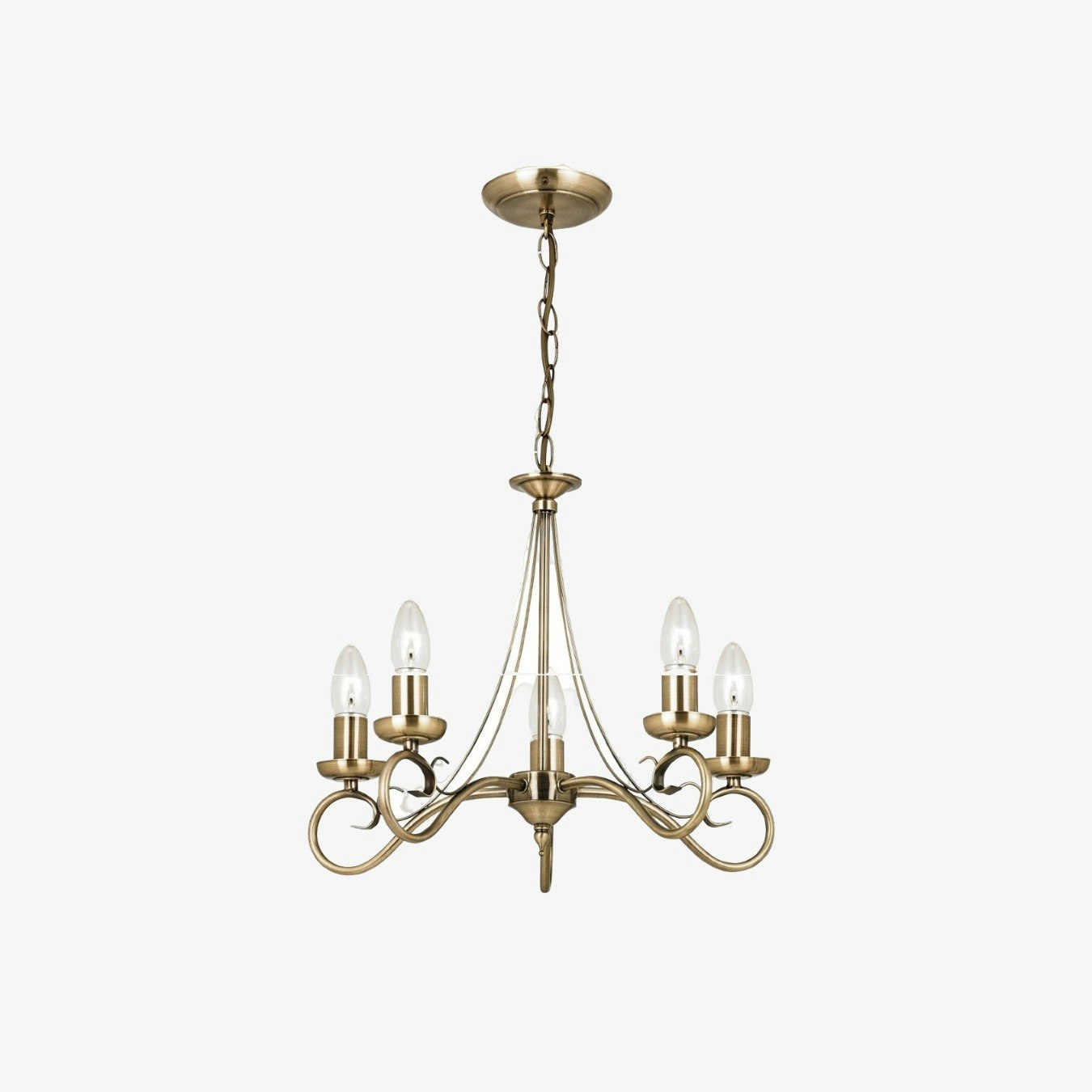 Traffalgar 5 Pendant Light - Antique Brass by E.S. Designs