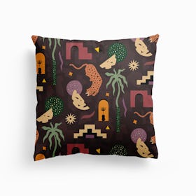 Ancient Jungle Pattern Canvas Cushion