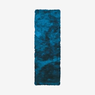 Indochine Plush Metallic Sheen Runner Rug - Deep Teal Blue
