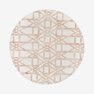 Lorrain Geometric Pattern Round Area Rug - Blush Pink