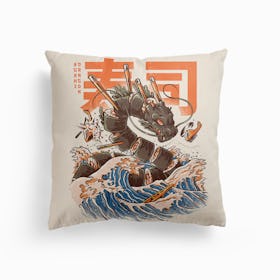 The Great Sushi Dragon Canvas Cushion