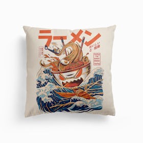 The Great Ramen Off Kanagawa Canvas Cushion