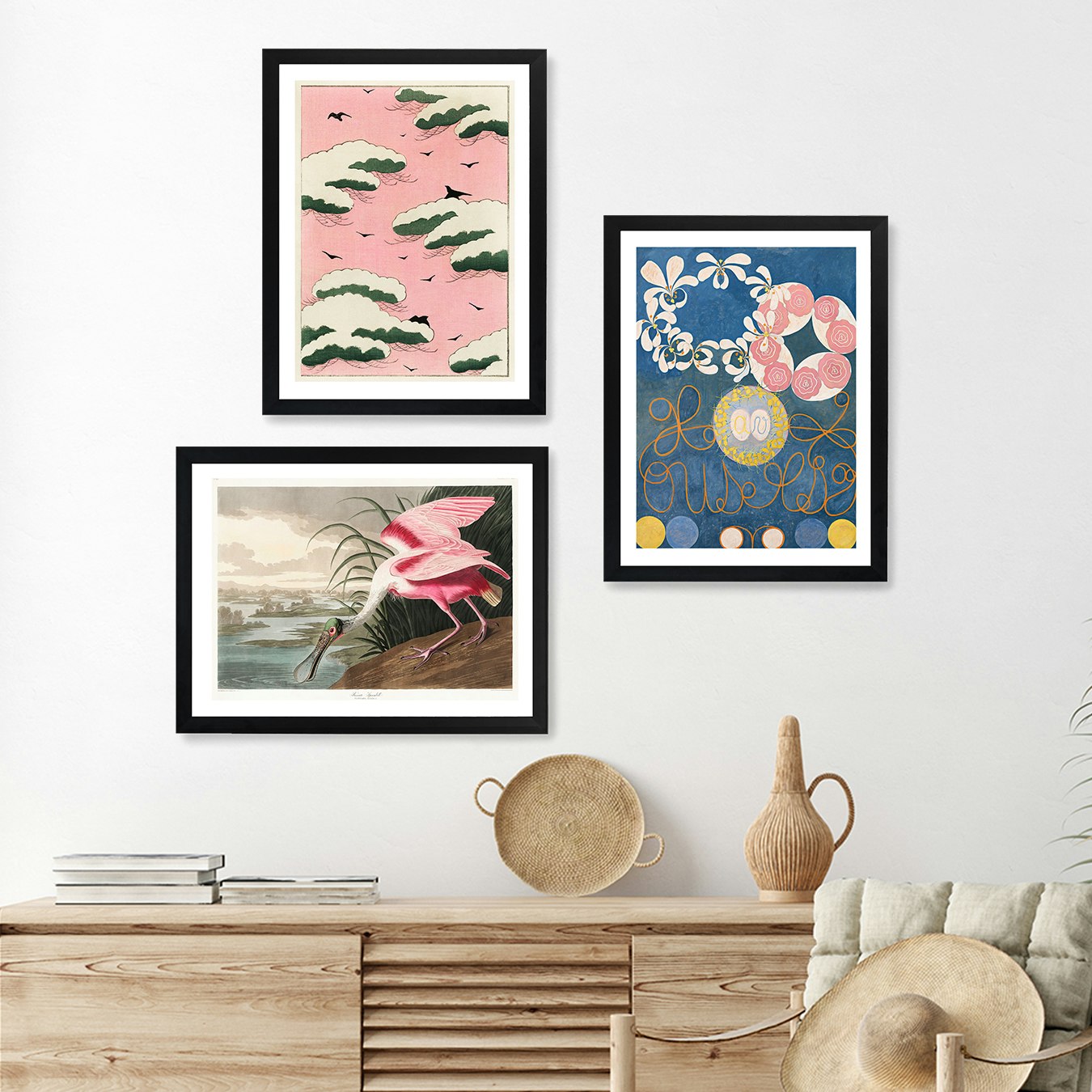 John James Audubon Pinks Gallery Wall by Fy! Gallery Walls