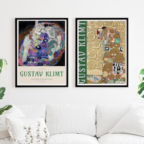 Set of 2 Gustav Klimt Classic Posters - Black Framed Art