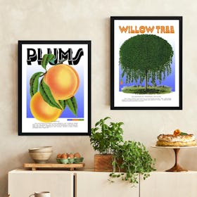 Set of 2 Plums Willow Tree Graphic Art - Black Framed Art