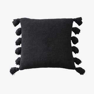 Pom Pom Throw Pillow - Black