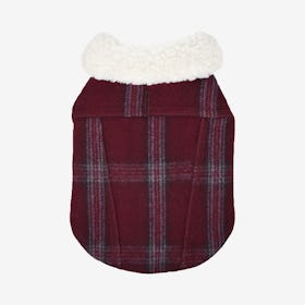 Plaid Classic Dog Coat - Merlot