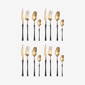 Aespa Flatware - Black / Gold - Set of 16