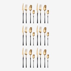 Aespa Flatware - Black / Gold - Set of 24