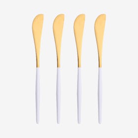 Matte Butter Knives - White / Gold - Set of 4