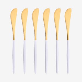 Matte Butter Knives - White / Gold - Set of 6