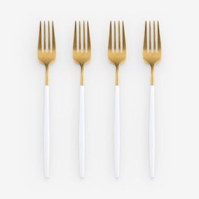 Matte Dinner Forks - White / Gold - Set of 4