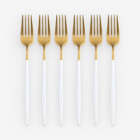 Matte Dinner Forks - White / Gold - Set of 6
