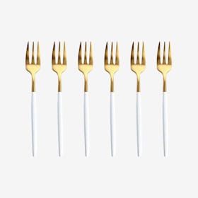 Matte Tea Forks - White / Gold - Set of 6