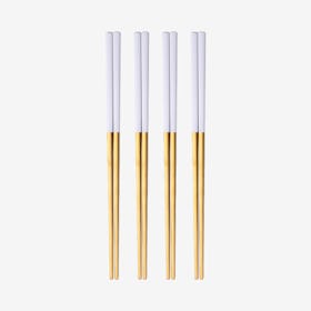 Matte Chopsticks - White / Gold - Set of 4