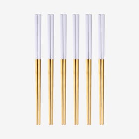 Matte Chopsticks - White / Gold - Set of 6