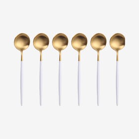 Matte Dinner Spoons - White / Gold - Set of 6