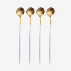 Matte Ice Spoons - White / Gold - Set of 4