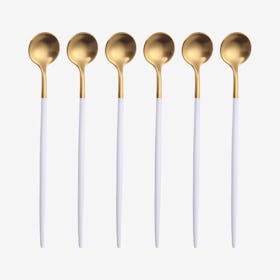 Matte Ice Spoons - White / Gold - Set of 6