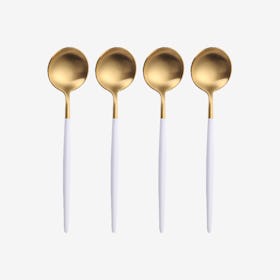 Matte Tea Spoons - White / Gold - Set of 4