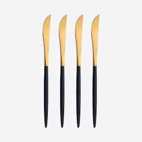 Matte Dinner Knives - Black / Gold - Set of 4