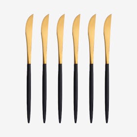 Matte Dinner Knives - Black / Gold - Set of 6