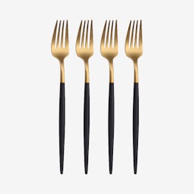 Matte Dinner Forks - Black / Gold - Set of 4