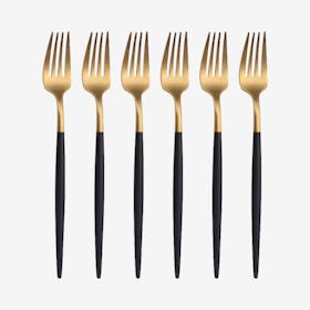 Matte Dinner Forks - Black / Gold - Set of 6