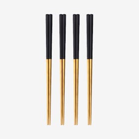 Matte Chopsticks - Black / Gold - Set of 4
